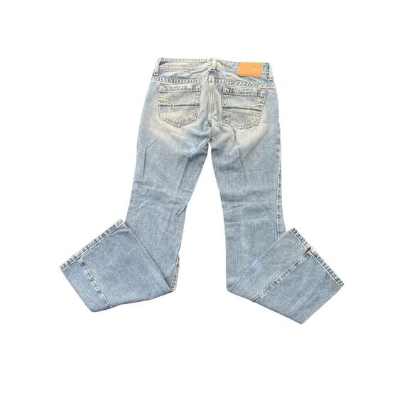 VTG 90s Y2K Grunge American Eagle Outfitters Womens Med Wash Wide Leg Jeans Sz 0 - Picture 2 of 12